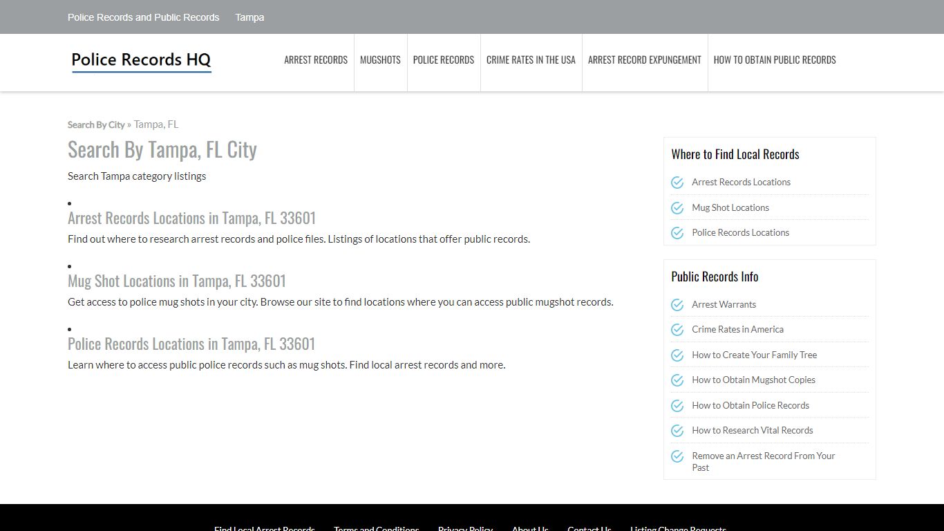 Police Records in Tampa, FL